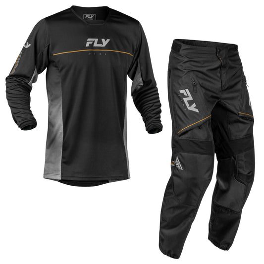 Fly Racing Patrol Jersey & Pant Combo - Black with Grey