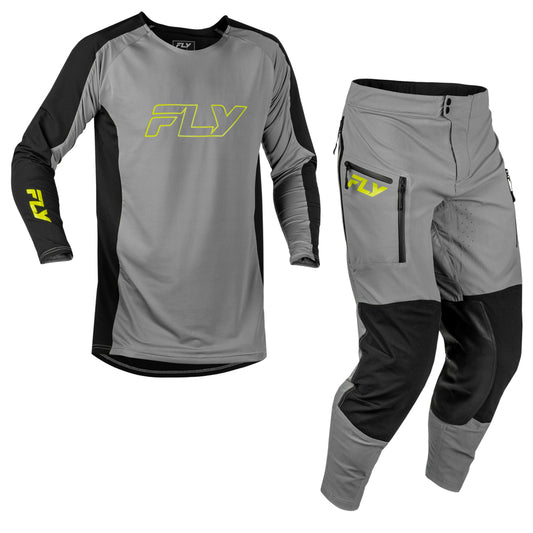 Fly Racing Patrol Elite Jersey & Pant Combo - Grey, Black with Hi-Vis