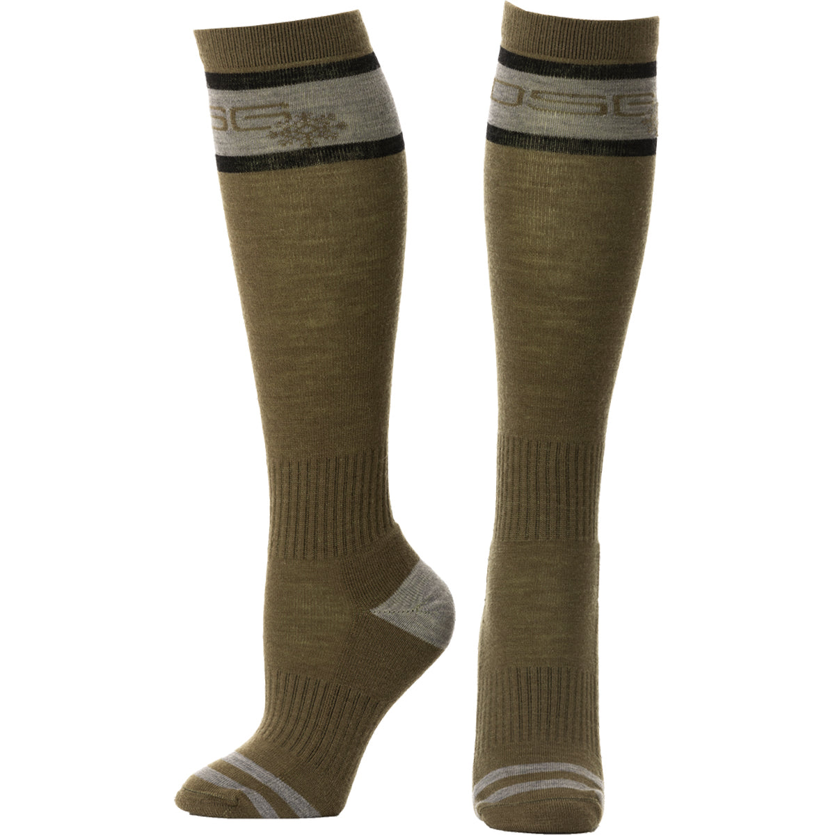 DSG Ladies Mid Weight Snow Sock - Dark Olive - Women's Size 6-11 - 52393