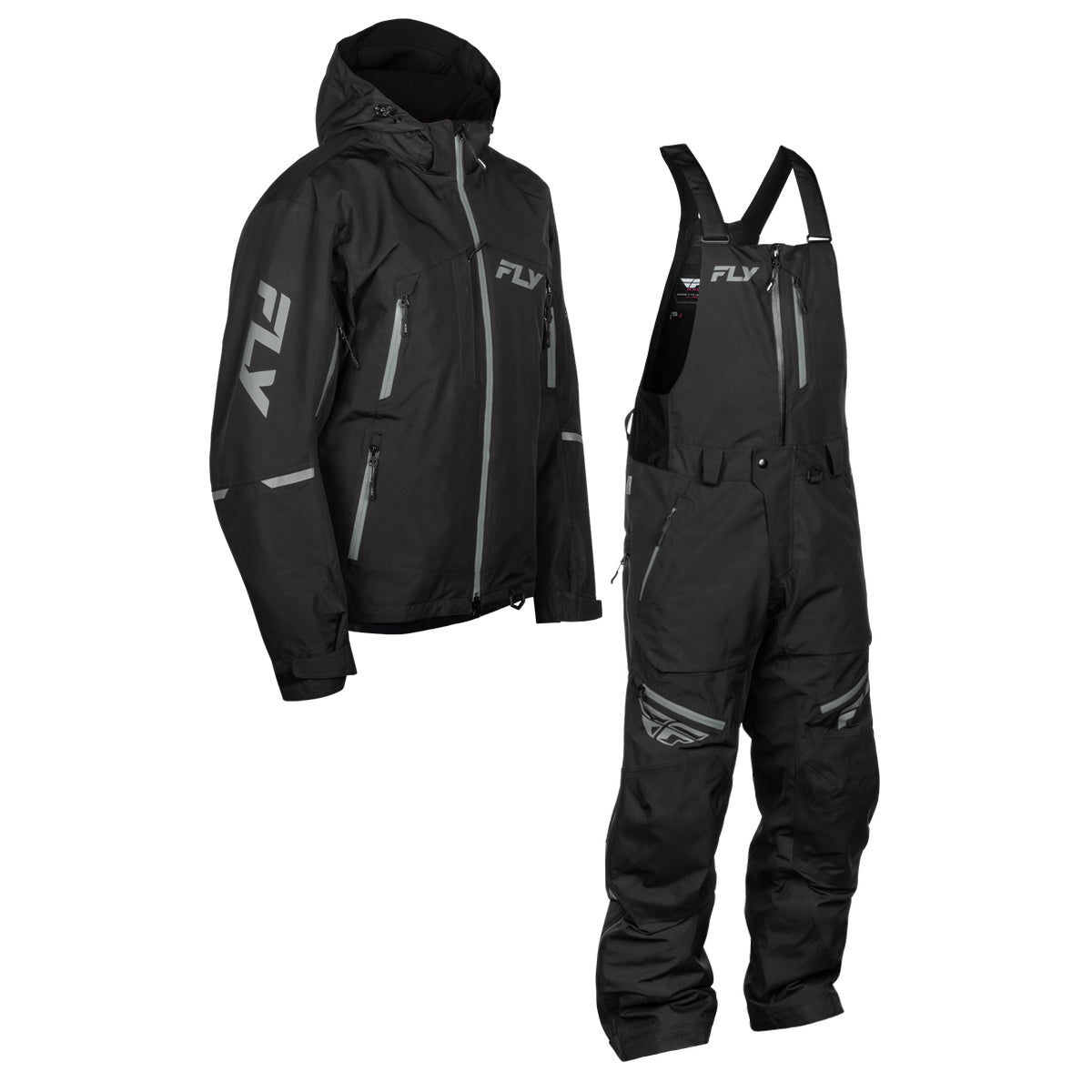 Fly Racing Incline Snow Jacket/Bib Combo - Black with Grey