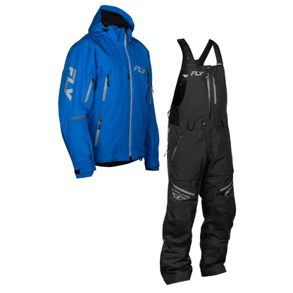Fly Racing Incline Snow Jacket/Bib Combo - Blue with Grey & Black