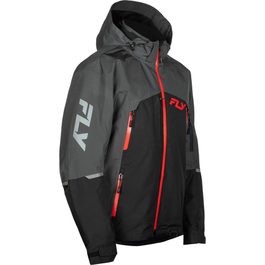 Fly Racing Incline Snow Jacket/Bib Combo - Grey with Black & Red