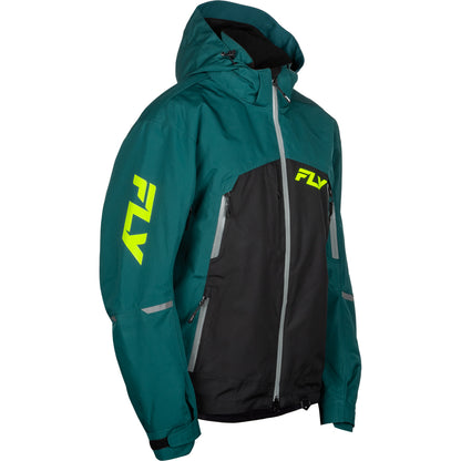 Fly Racing Incline Snow Jacket/Bib Combo - Black with Teal & Hi-Vis
