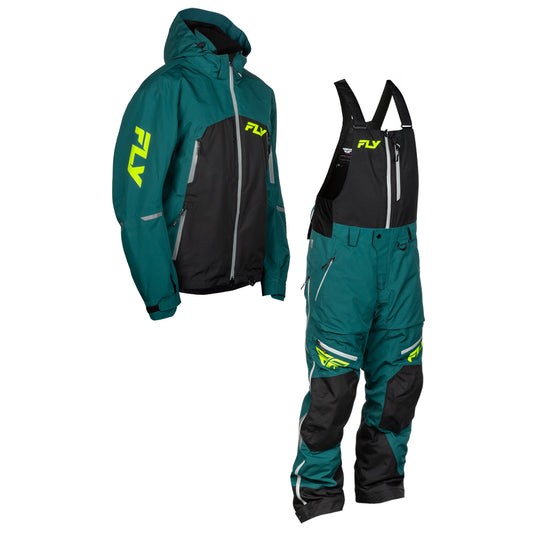 Fly Racing Incline Snow Jacket/Bib Combo - Teal with Black & Hi-Vis
