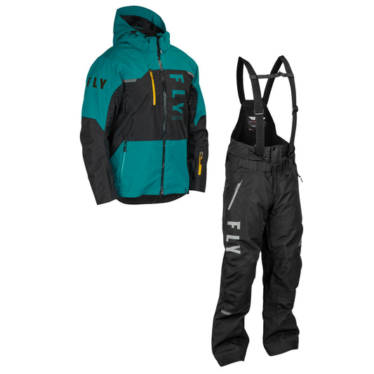 Fly Racing Carbon Jacket/Bib Combo - Black/Teal/Orange - 2X-Large
