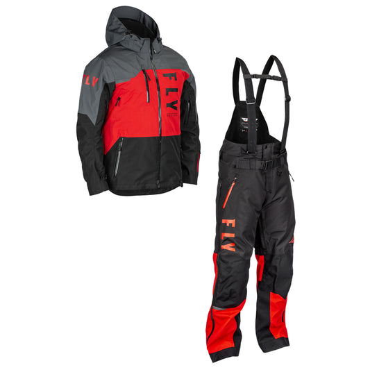 Fly Racing Carbon Jacket/Bib Combo - Black/Grey/Red - 2X-Large