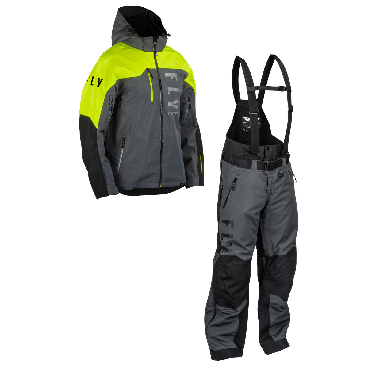 Fly Racing Carbon Jacket/Bib Combo - Black/Grey/Hi-Vis - Medium