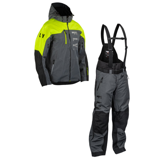 Fly Racing Carbon Jacket/Bib Combo - Black/Grey/Hi-Vis - Medium