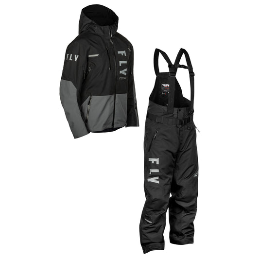 Fly Racing Carbon Snow Jacket/Bib Combo - Black with Grey