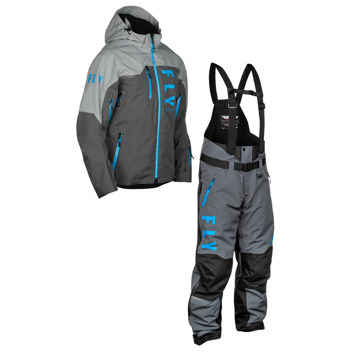 Fly Racing Carbon Snow Jacket/Bib Combo - Grey with Blue