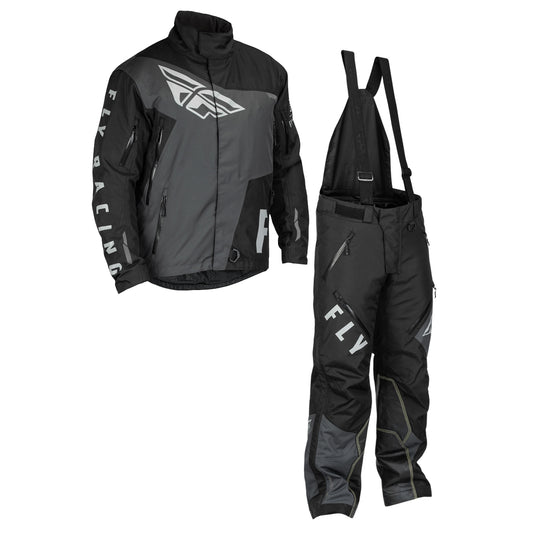 Fly Racing SNX Pro Snowbike Jacket/Bib Combo - Black/Grey - 2X-Large