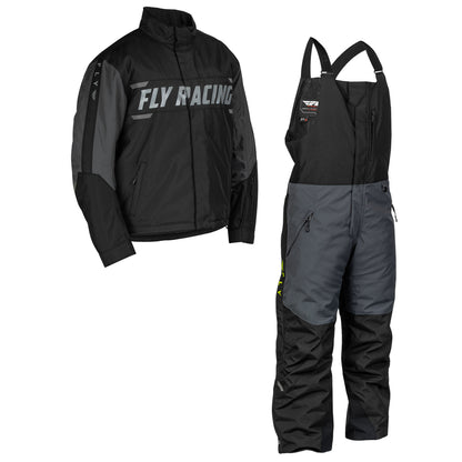 Fly Racing Outpost Snow Jacket/Bib Combo - Hi-Vis with Black & Grey