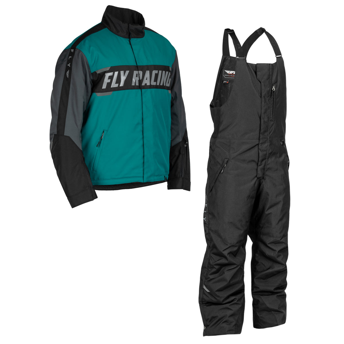 Fly Racing Outpost Snow Jacket/Bib Combo - Teal with Grey & Black
