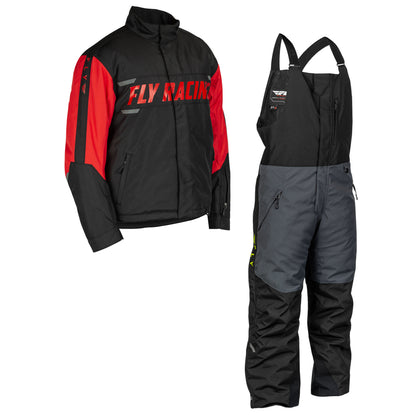 Fly Racing Outpost Snow Jacket/Bib Combo - Red, Black, Grey & Hi-Vis