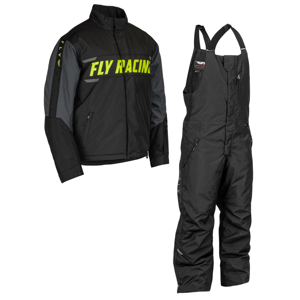 Fly Racing Outpost Snow Jacket/Bib Combo - Hi-Vis with Black & Grey