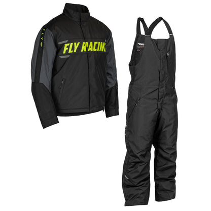 Fly Racing Outpost Snow Jacket/Bib Combo - Hi-Vis with Black & Grey