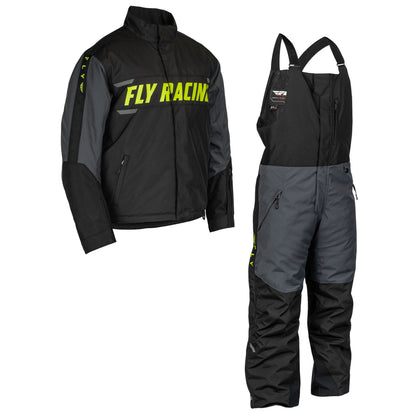 Fly Racing Outpost Snow Jacket/Bib Combo - Black with Grey & Hi-Vis