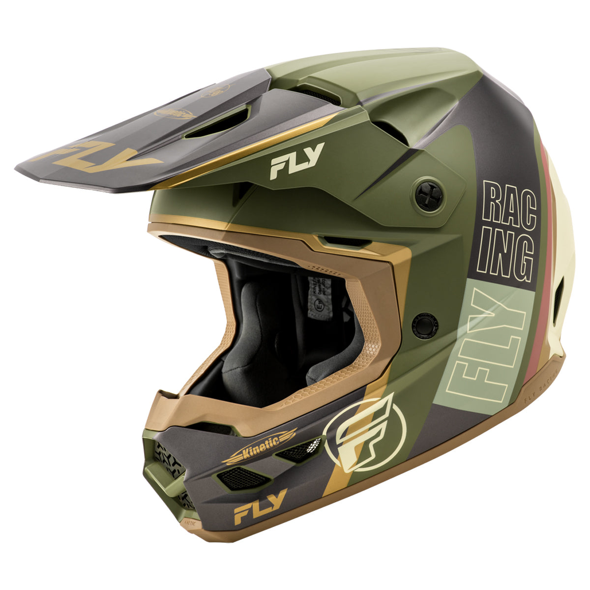 Fly Racing Kinetic Rally Helmet - Moss Grey / Khaki / Off-White - 73-8663