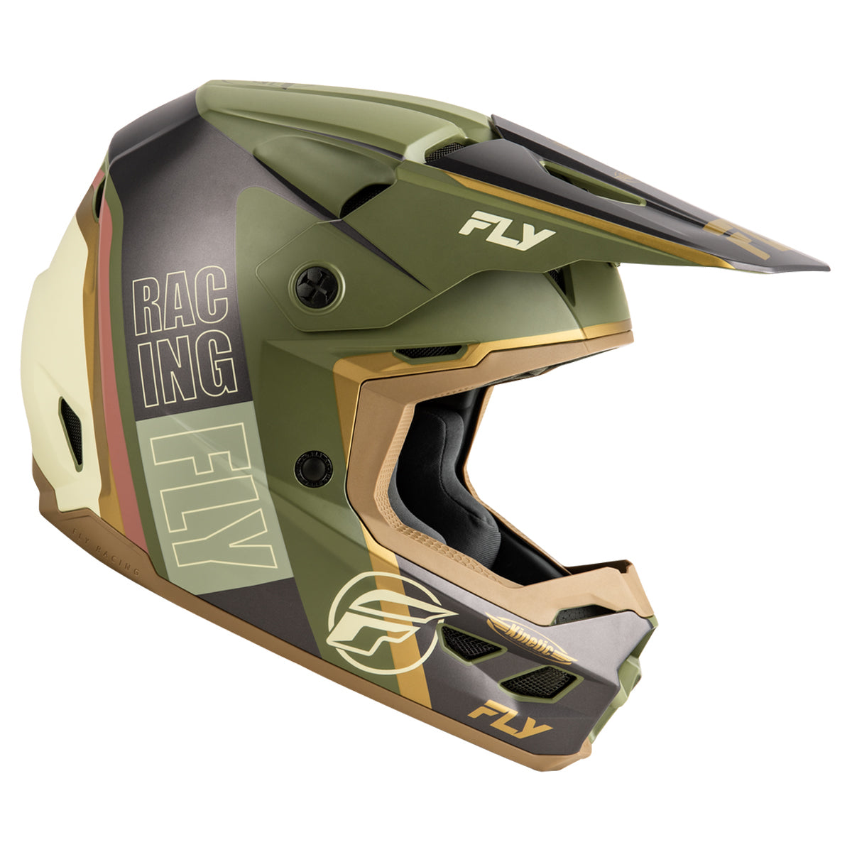 Fly Racing Kinetic Rally Helmet - Moss Grey / Khaki / Off-White - 73-8663