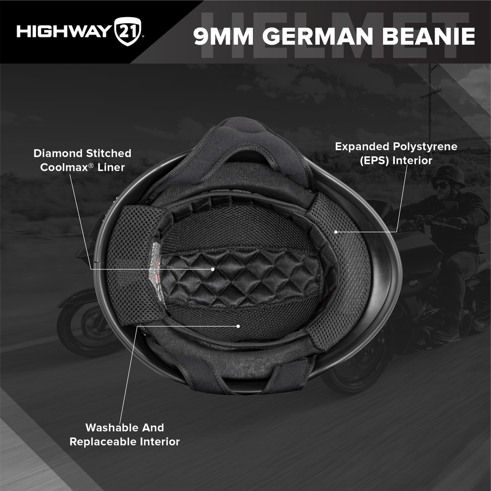 Highway 21 9MM German Beanie Helmet - Chrome