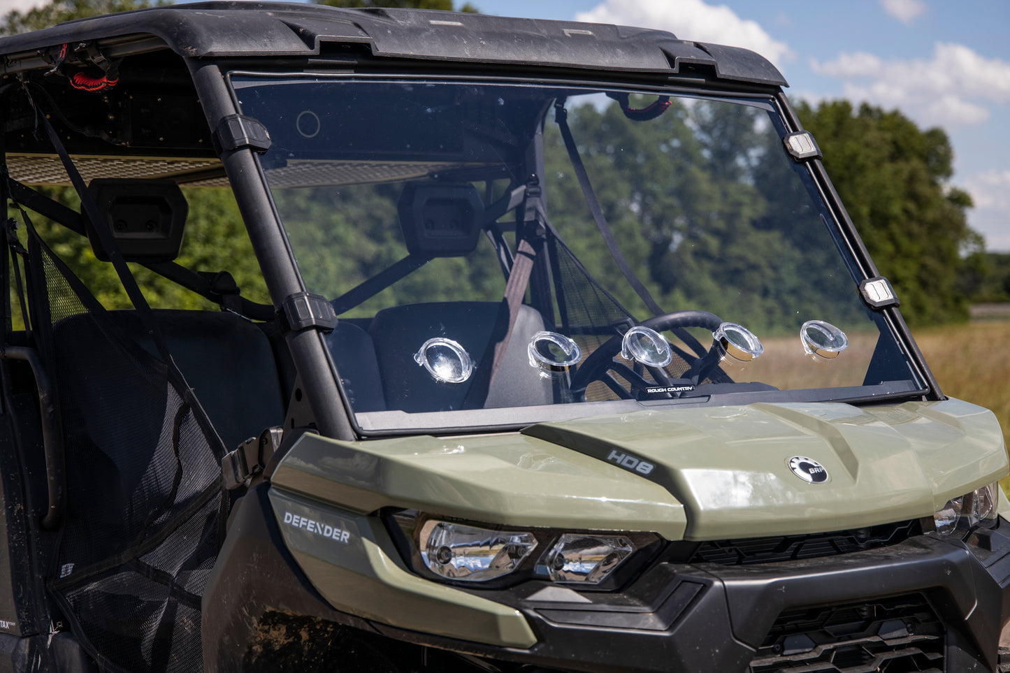 Rough Country Full Windshield - Vented - for Can-Am Defender HD 8/HD 9/HD 10