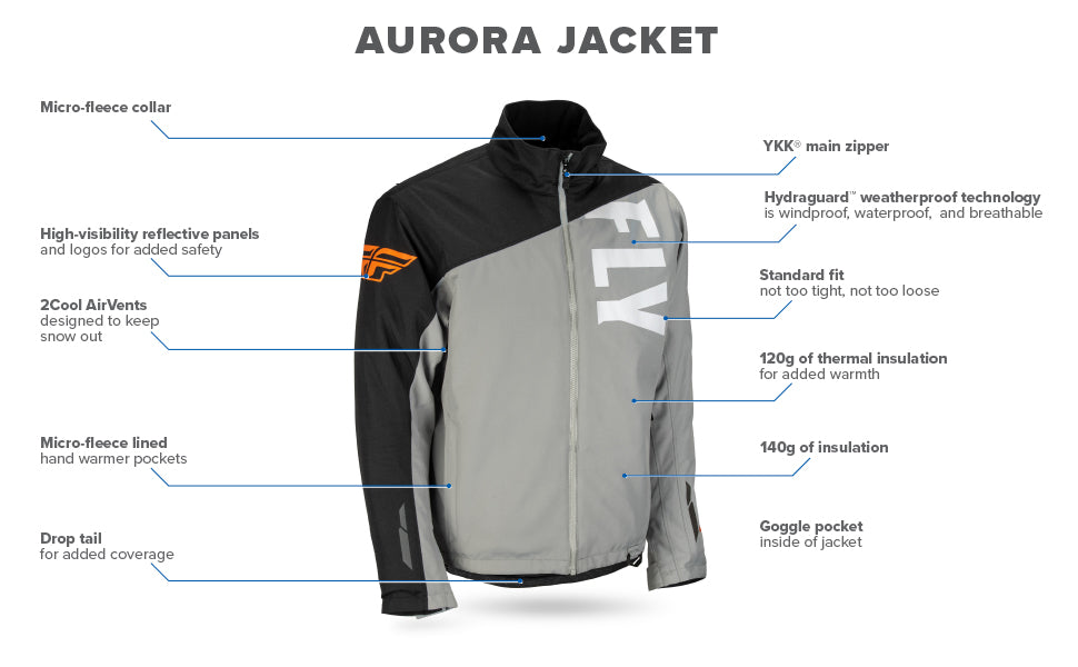 Fly Racing Aurora Jacket - Grey / Black / Orange - 470-4123