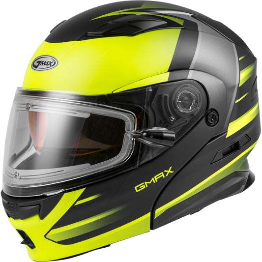 GMAX MD-01S Descendant Modular Dual Lens Electric Shield Snow Helmet - Matte Black/Hi-Vis - E72-6291