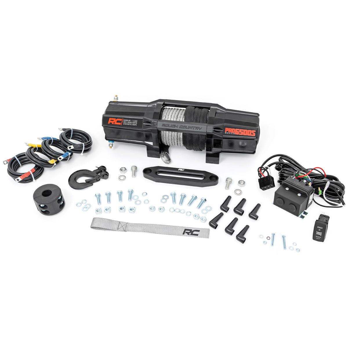 Rough Country 6500-LB UTV Winch with Synthetic Rope & Wireless Remote
