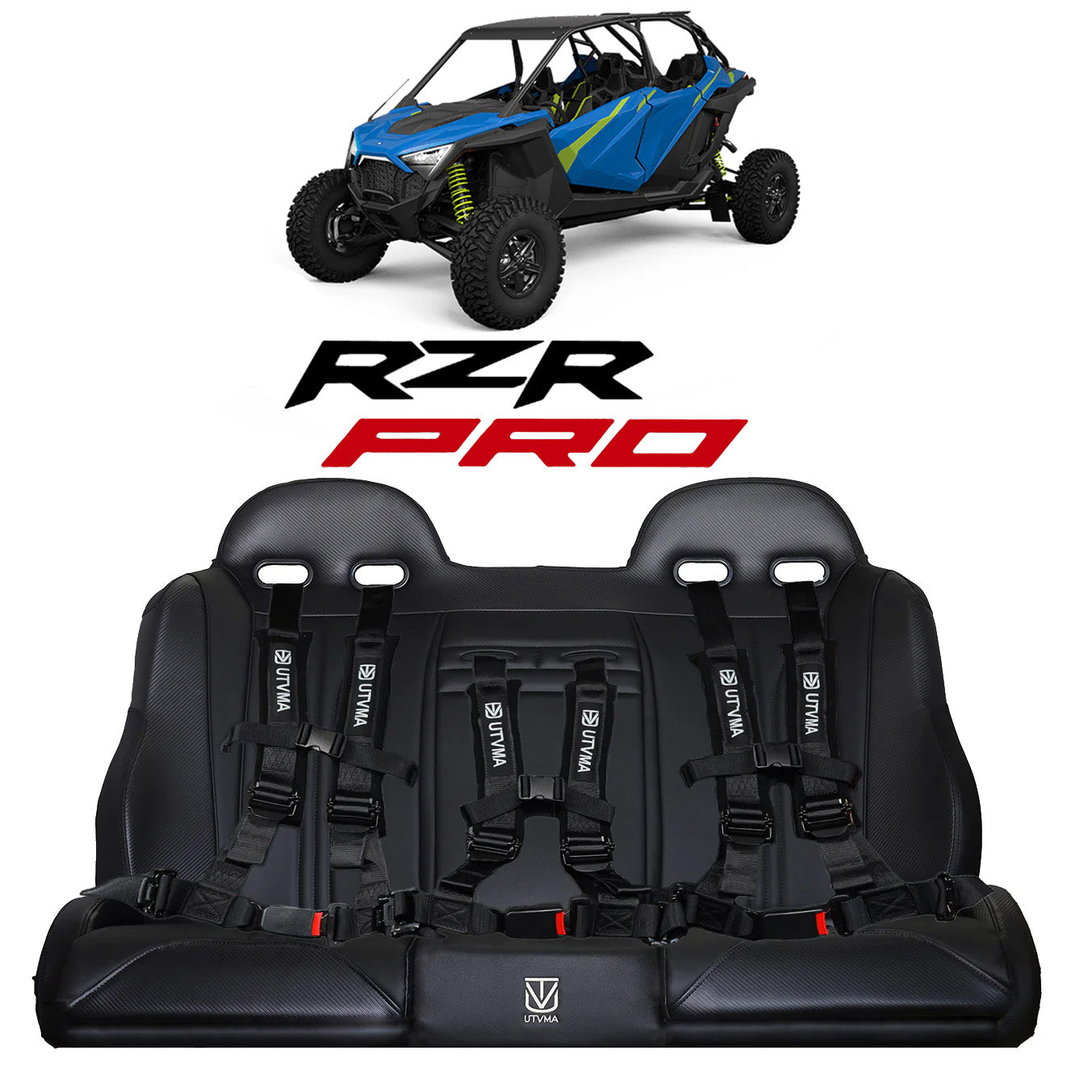 RZR 4 PRO (Turbo R, Pro R, Pro) Rear Bench Seat W Harnesses (2020-2025)