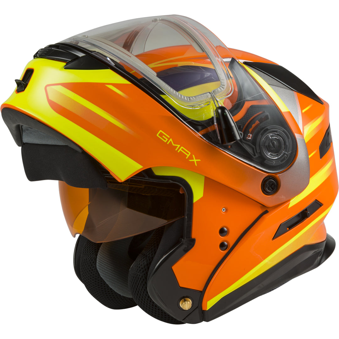GMAX MD-01S Modular Electric Shield Snow Helmet (Neon Orange/Hi-Vis, Medium)- E72-6295M