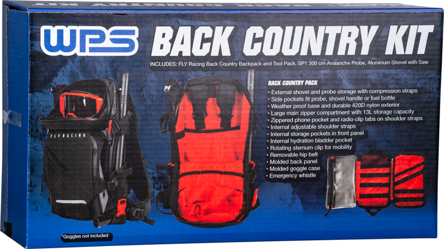 Fly Racing Backcountry Snowmobile Backpack Avalanche Kit - Black - 28-5126
