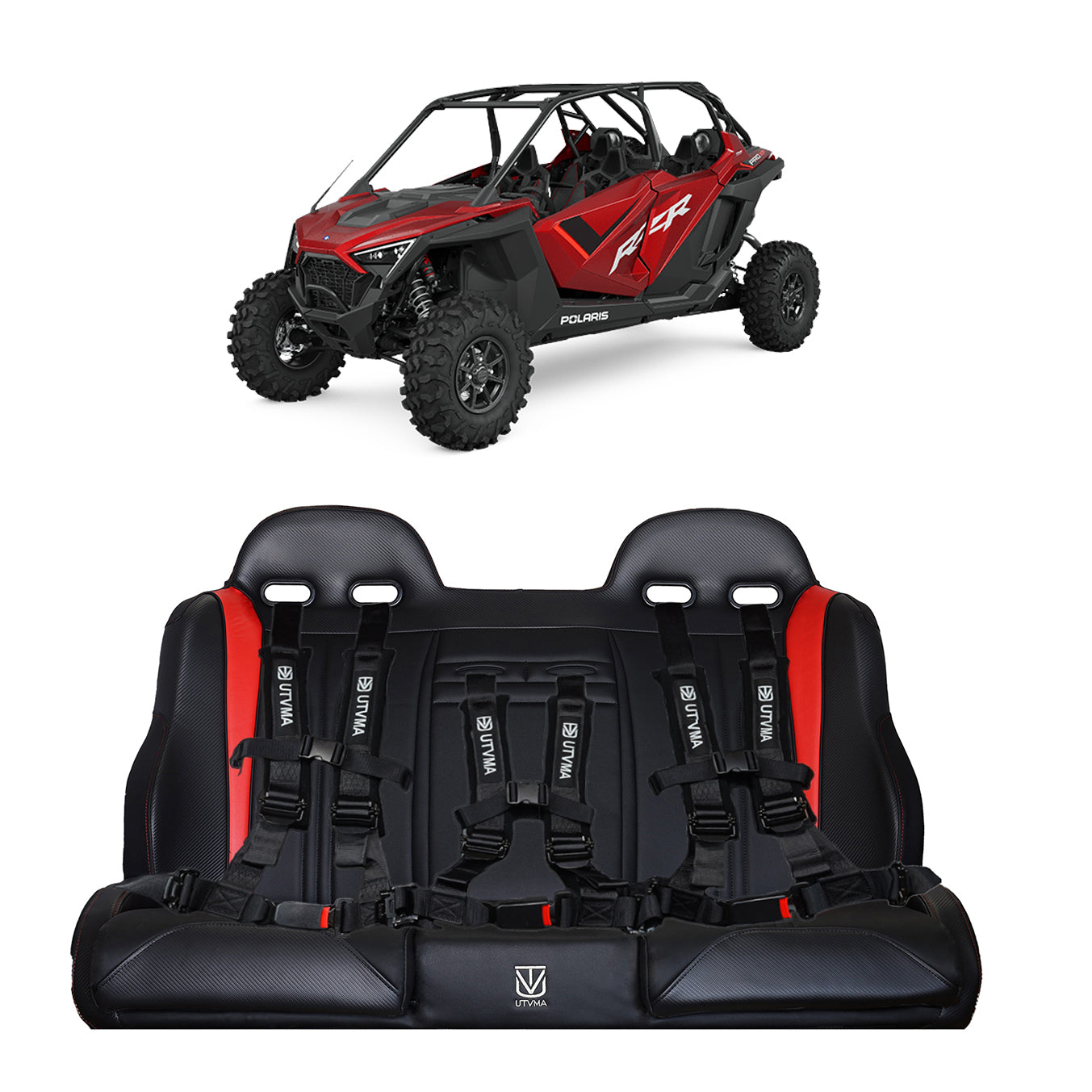 RZR 4 PRO (Turbo R, Pro R, Pro) Rear Bench Seat W Harnesses (2020-2025)