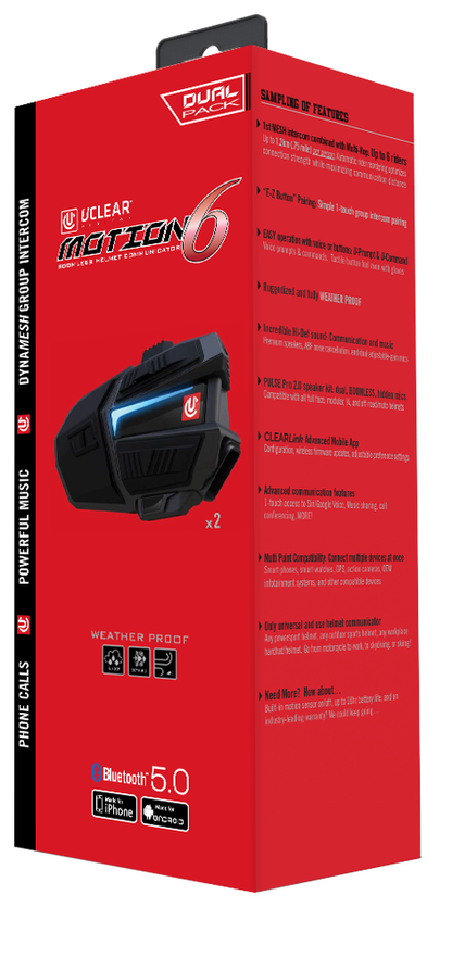 UClear Motion 6 Bluetooth Helmet Audio System - Dual Kit