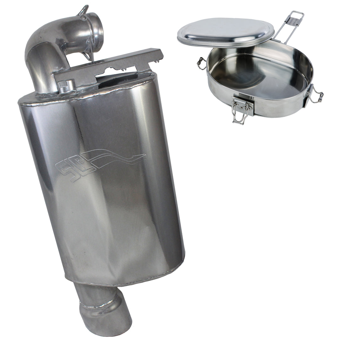 SLP PicNic'R Series Silencer Polished Silver for Polaris 850 AXYS SKS 155" & all RMK models with Trail Chef Cooker Combo - 09-328+46-107