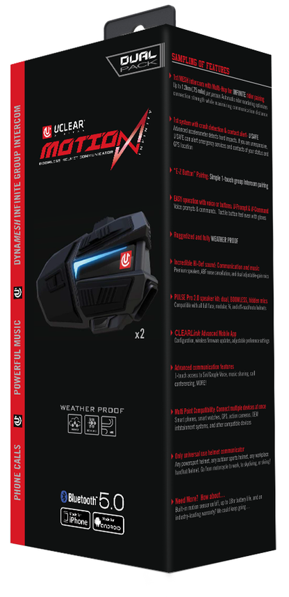 UClear Motion Infinity Bluetooth Helmet Audio System - Dual Kit