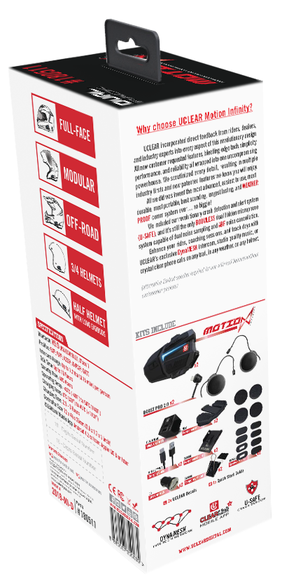 UClear Motion Infinity Bluetooth Helmet Audio System - Dual Kit