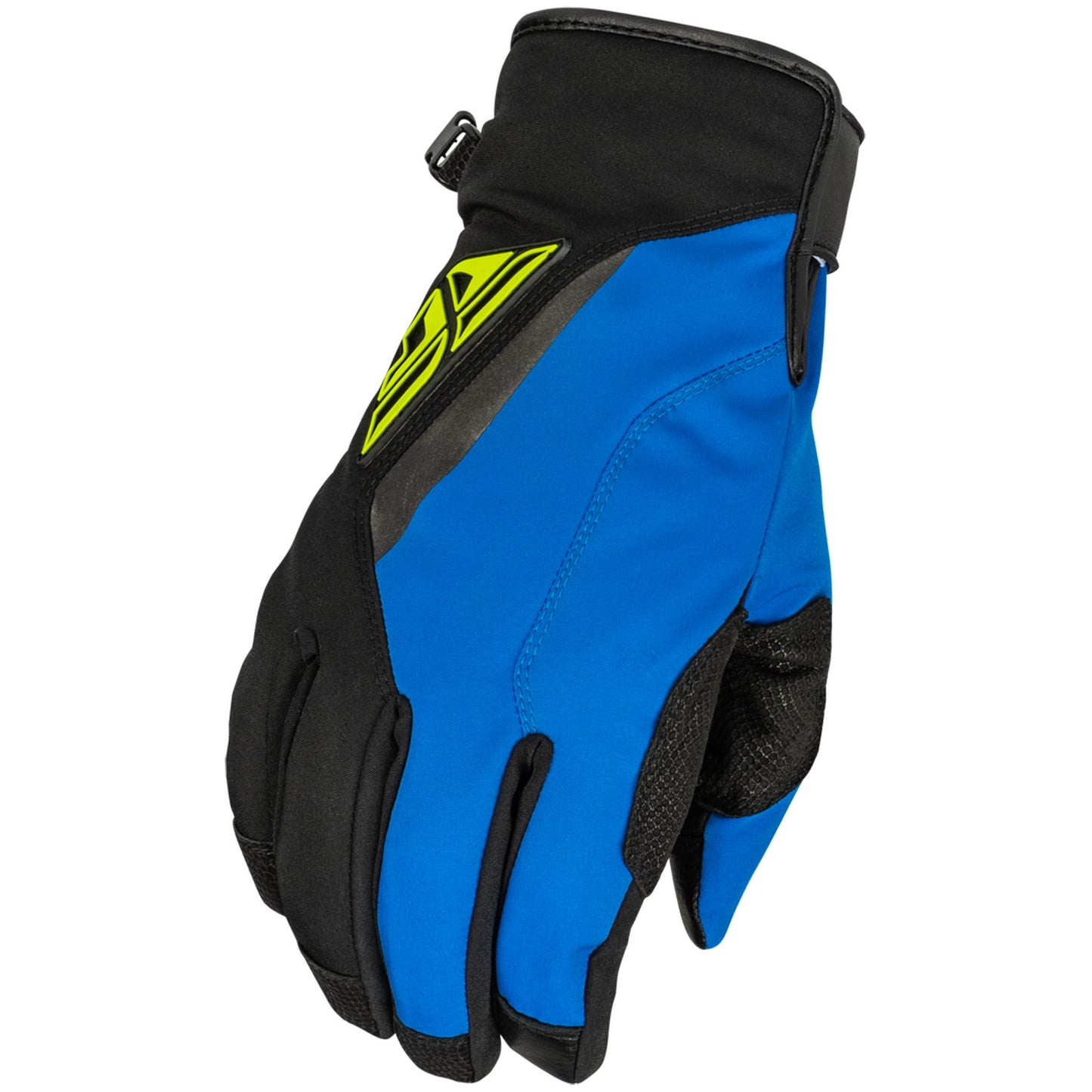 Fly Racing Title Long Cuff Snowmobile Gloves - Black / Blue / Hi-Vis - 371-0612
