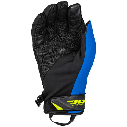 Fly Racing Title Long Cuff Snowmobile Gloves - Black / Blue / Hi-Vis - 371-0612