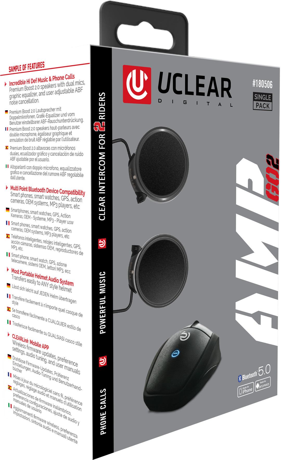UClear Amp Go 2 Bluetooth Helmet Audio System