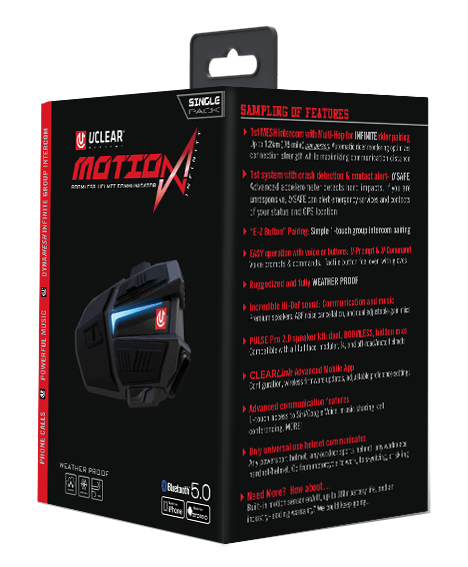 UClear Infinity Bluetooth Helmet Audio System - Single Kit